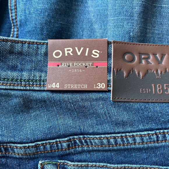NWT Men’s Orvis 5 pocket denim stretch Jeans Antique Wash 44 x 30 Ret $98 - Picture 2 of 8